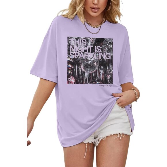 🆕 Women Purple Nashville Country Concert Vintage Graphic Tee Oversized T Shirts - Picture 2 of 6